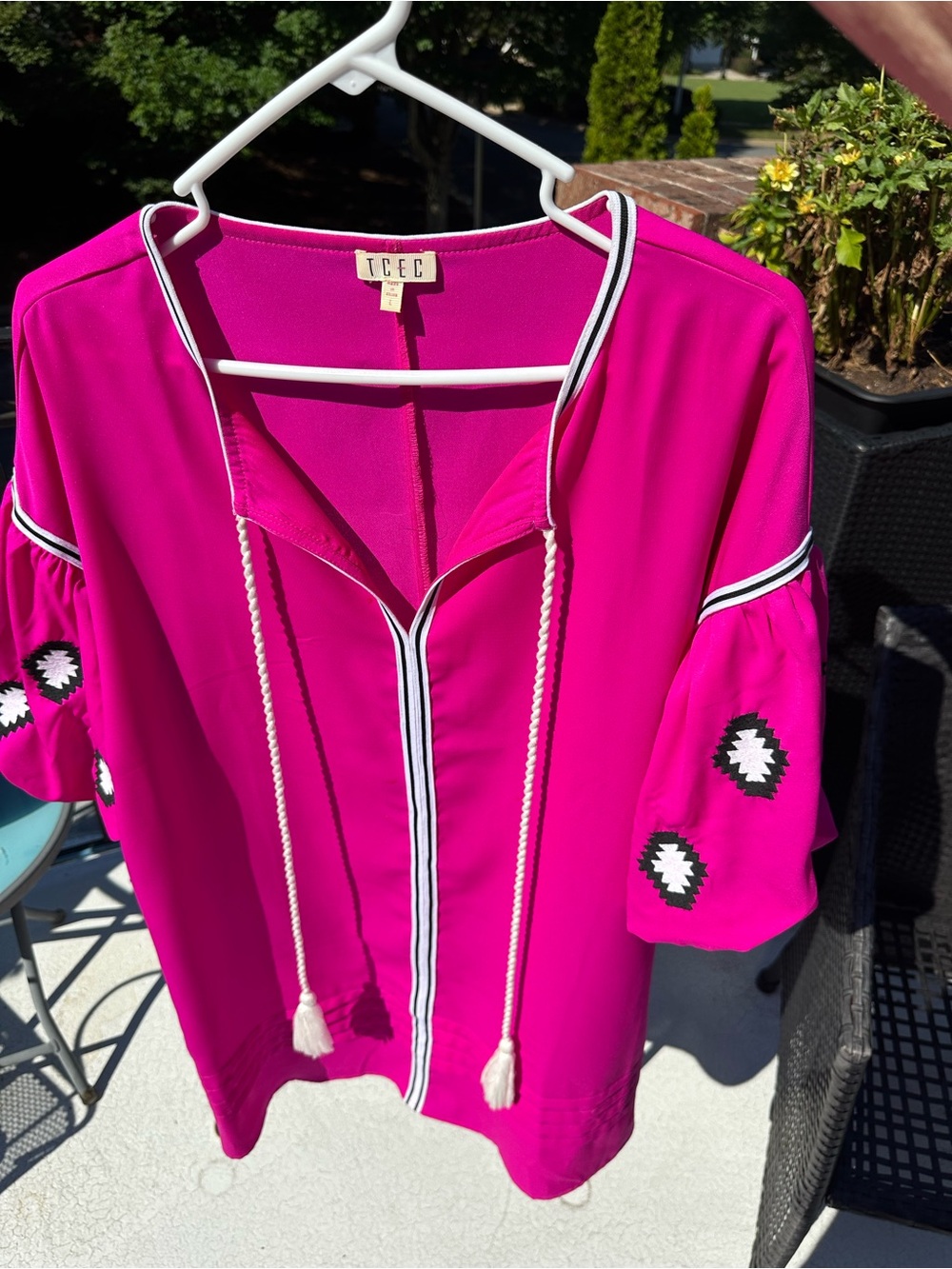 TCEC Bright Fuchsia Tassel Tunic Dress